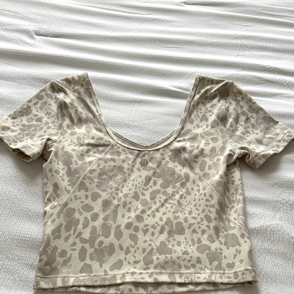 lululemon athletica Cream Leopard Crop Top